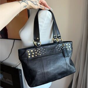Coach Black Tote with Gold Accents